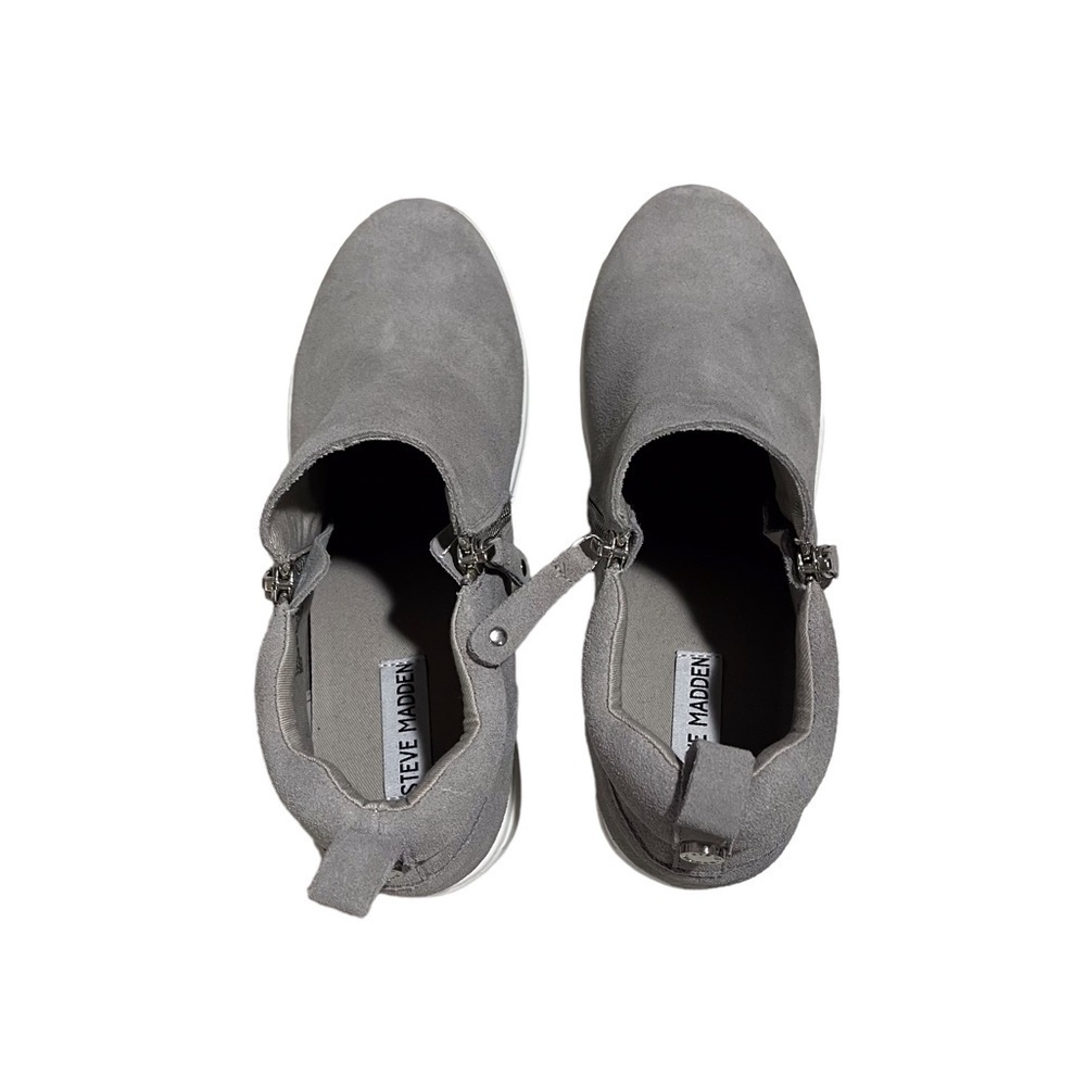 Steve Madden Silat High Top Wedge Sneaker Gray Size 11 Dual aside Zipper - Picture 7 of 12